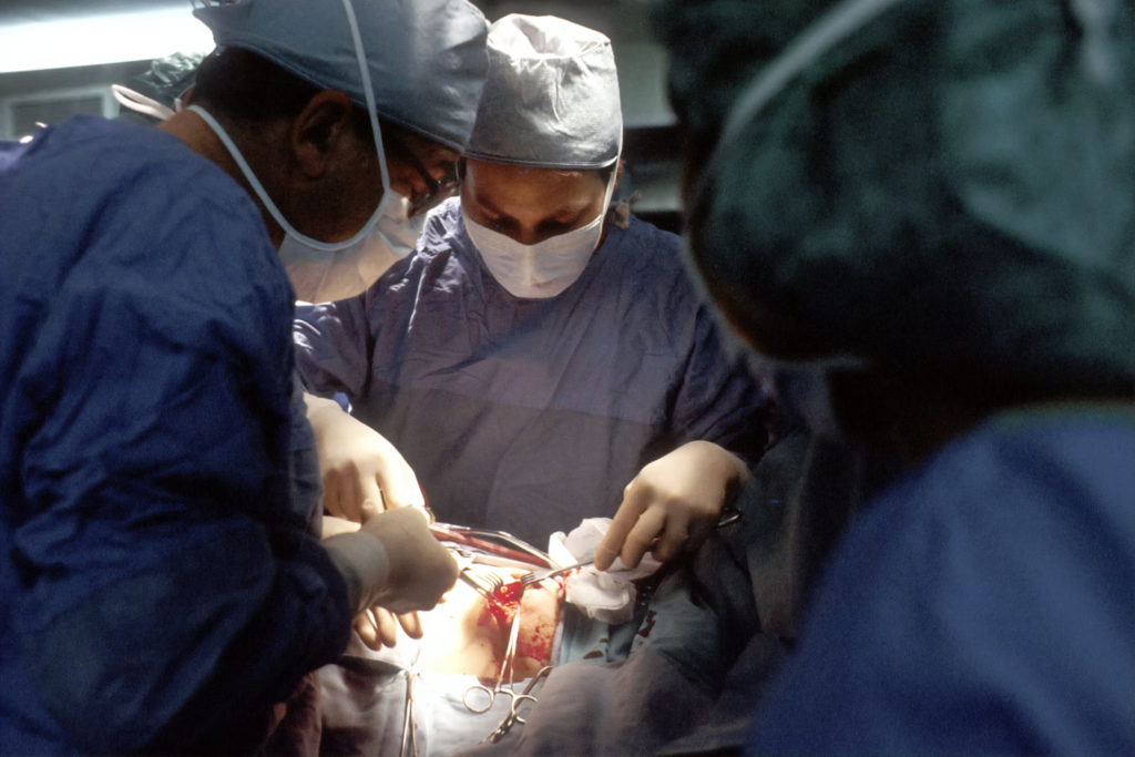 Heart surgery being performed