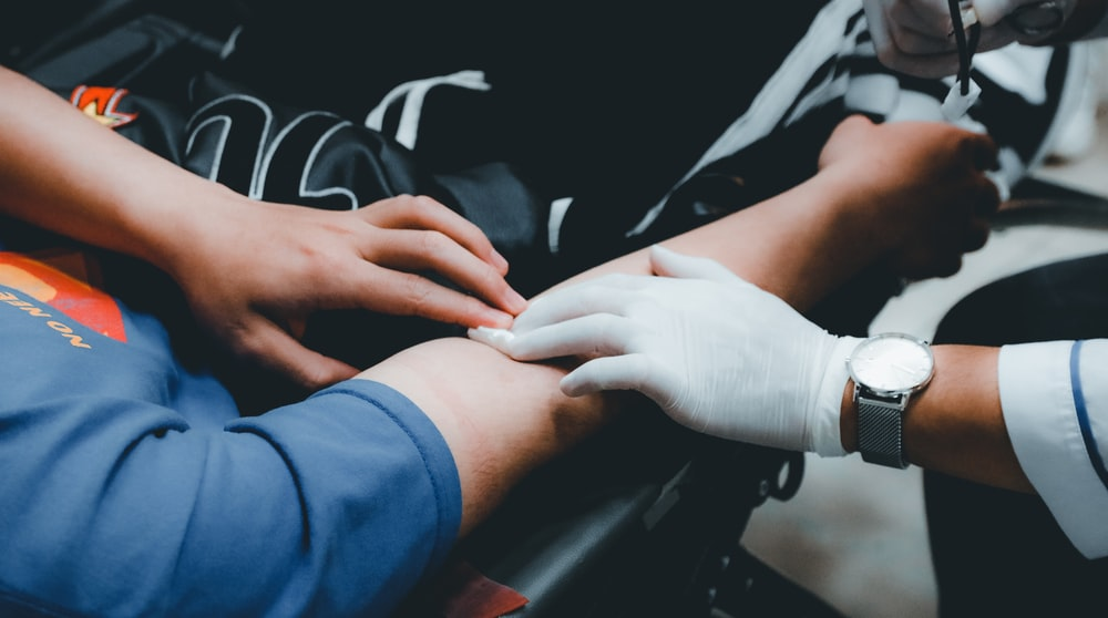 A man donating his blood.