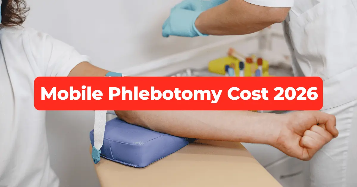 Professional phlebotomist drawing blood from patient at home in comfortable setting